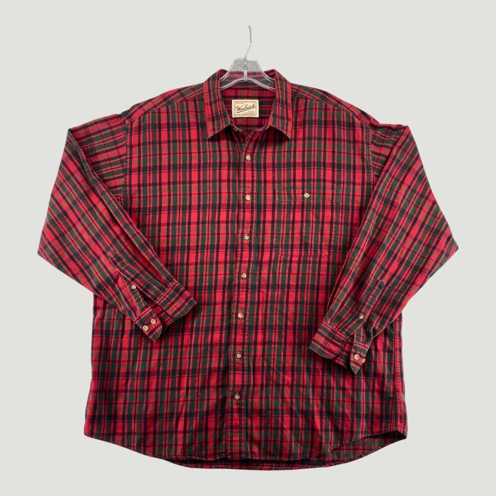 Vintage Woolrich Plaid Flannel Shirt XL Red Green Heavyweight Workwear Button Up - Picture 2 of 7
